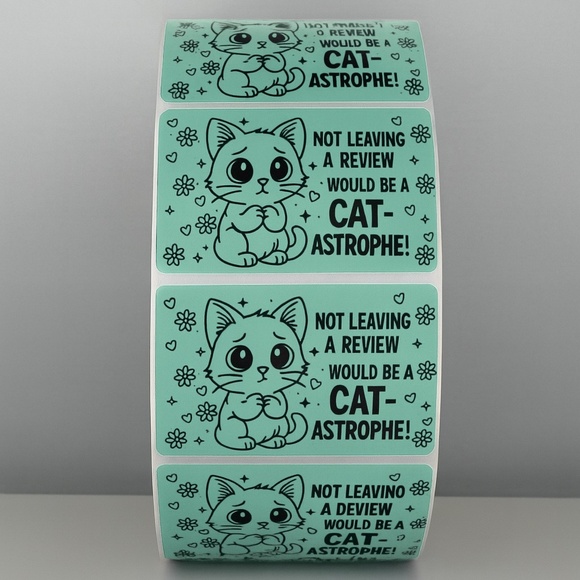 Cat Review Stickers – Cute Not Leaving a Review Would Be a Catastrophe Labels - Picture 6 of 11